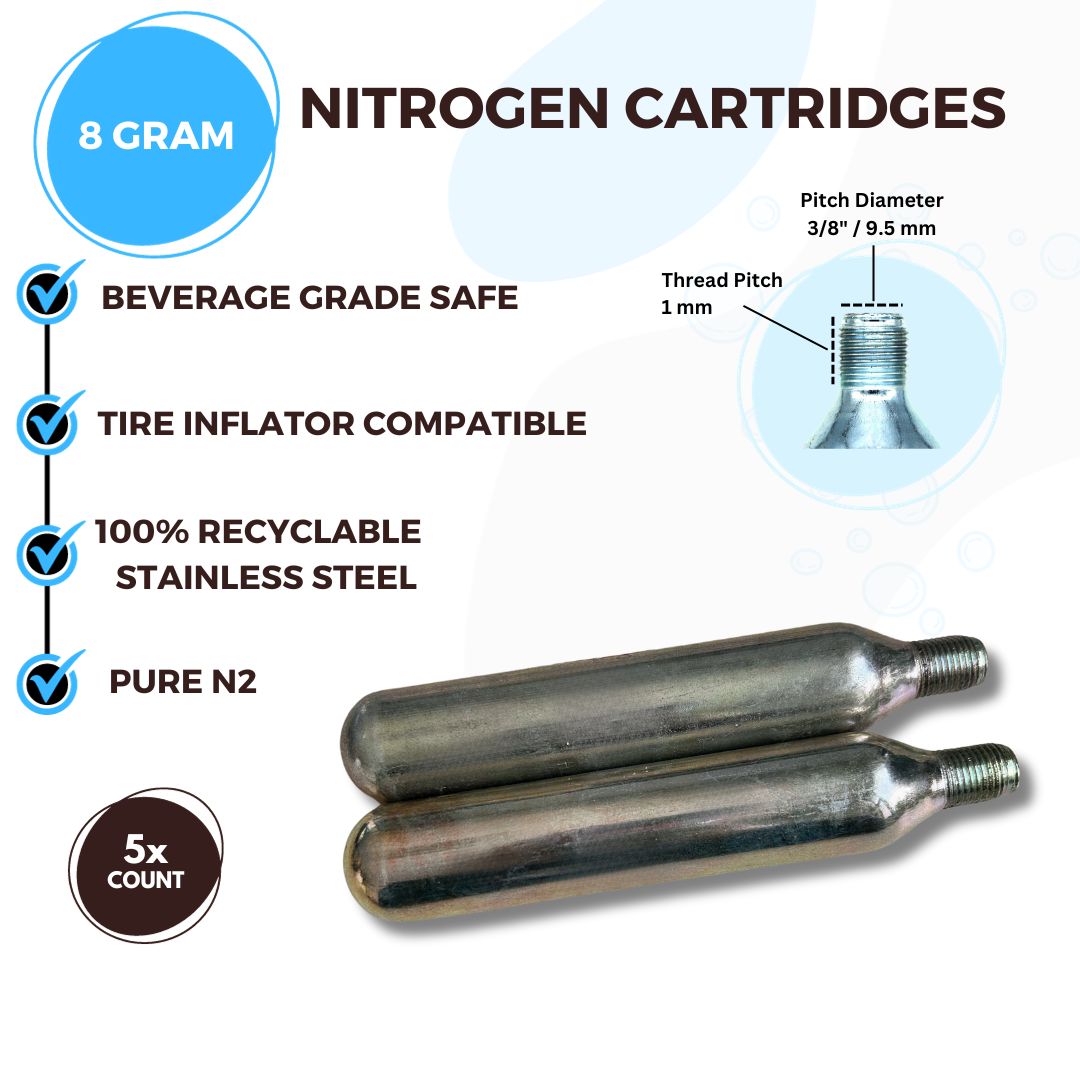 Nitrogen Threaded Beverage Grade Cartridges - 8 Gram